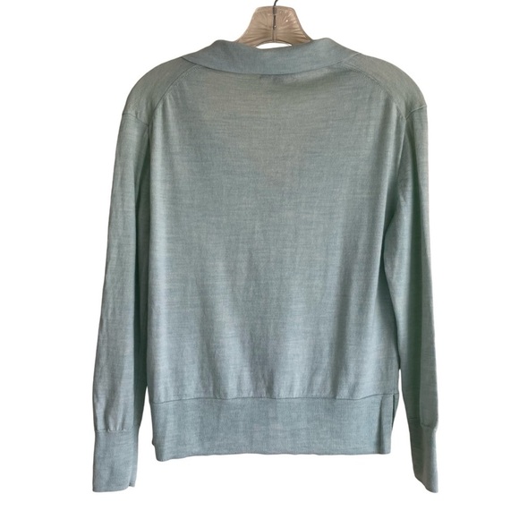 J. Crew Mint Green Merino Wool Light Academia Long Sleeve Polo Tennis Core Sz M - Picture 6 of 16